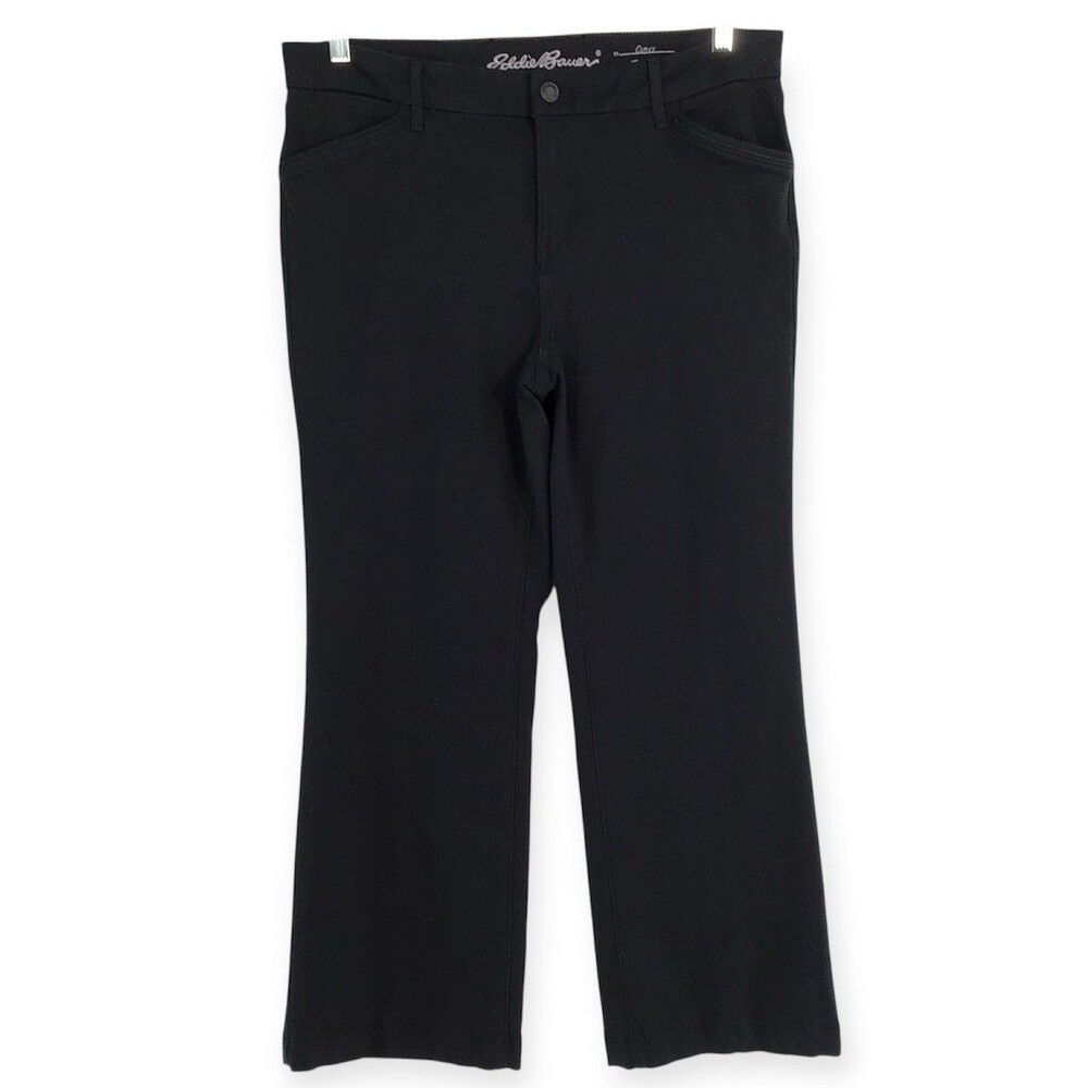 Eddie Bauer Jeans Pants Women's 14 Curvy Trouser Stretch Black Straight Leg 29"